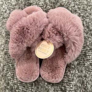 Purple fuzzy slippers